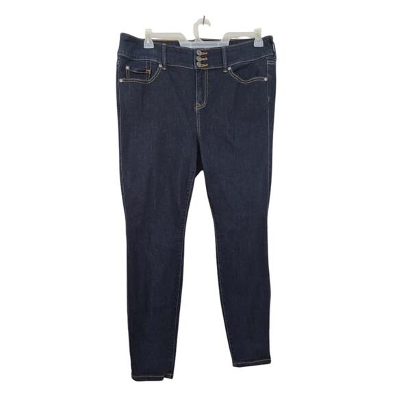 TORRID Skinny High Rise Jeggins Jean Dark Wash Button Front Stretch Sz 16 Short - Picture 2 of 11